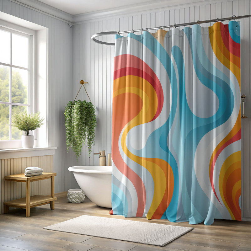 Rideau de douche standard 1 pièce Groovy Flow, H 74 po x l 71 po