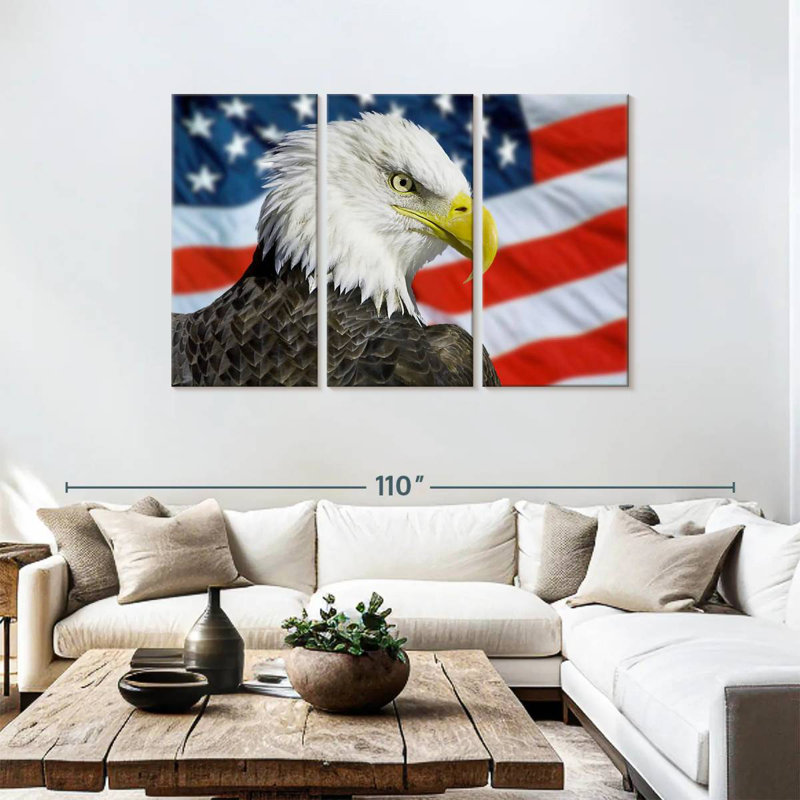 Brampt Patriotic Alaskan Bald Eagle, 48" H x 74" W