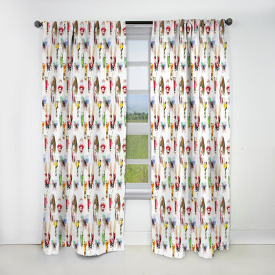 Beauty and Fashion Pattern with Girls - Floral Modern Teen Blackout Curtain Single Panel