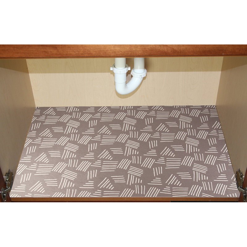 Tapis sous-lavabo XL, doublure d'armoire protectrice pour la cuisine et la salle de bain - absorbant, imperméable et ajustable (24 po x 59 po) (coups de pinceau modernes) (fabriqué aux États-Unis)