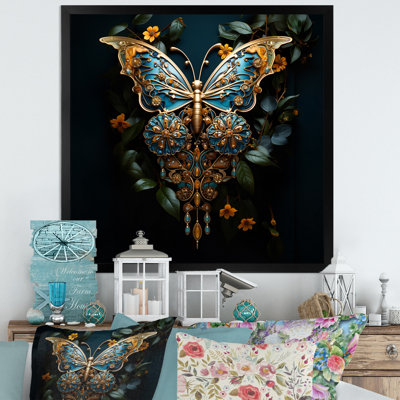 " Futuristic Amber And Teal Butterfly "