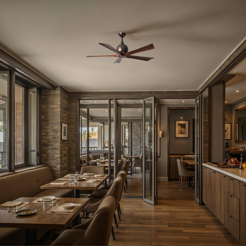 52" Irene 5-Blade Ceiling Fan with Wall Remote, Textured Bronze, Walnut, 52"