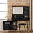 Black Makeup Vanity Desk With Retractable Cabinet, 3 - Drawer Chest, And Divided Compartments, Featuring Color Led Lights Built In Power Station Modern Side Layer Shelf, Offering Lighting Supply For-1991105998