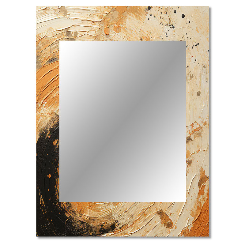 Radiant Revolve Modern orange Spiral - Abstract Spirals Decorative Mirror, Modern Wall Mirror, Printed Metal Art, 40" x 30"