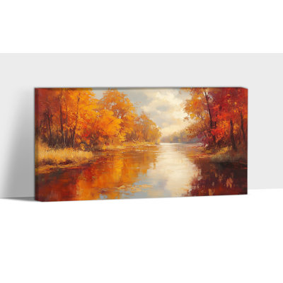 Automne, art mural, paysage d'automne, impressions sur toile pour le salon, peinture d'automne rétro, œuvre d'art murale pour la décoration intérieure, cadre en toile de pin tendue, 12 po x 24 po