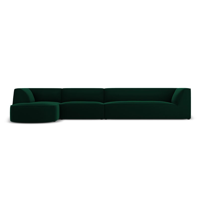 Adoraim 6 Seater Velvet Sofa & Chaise, Left Hand Facing, Bottle Green