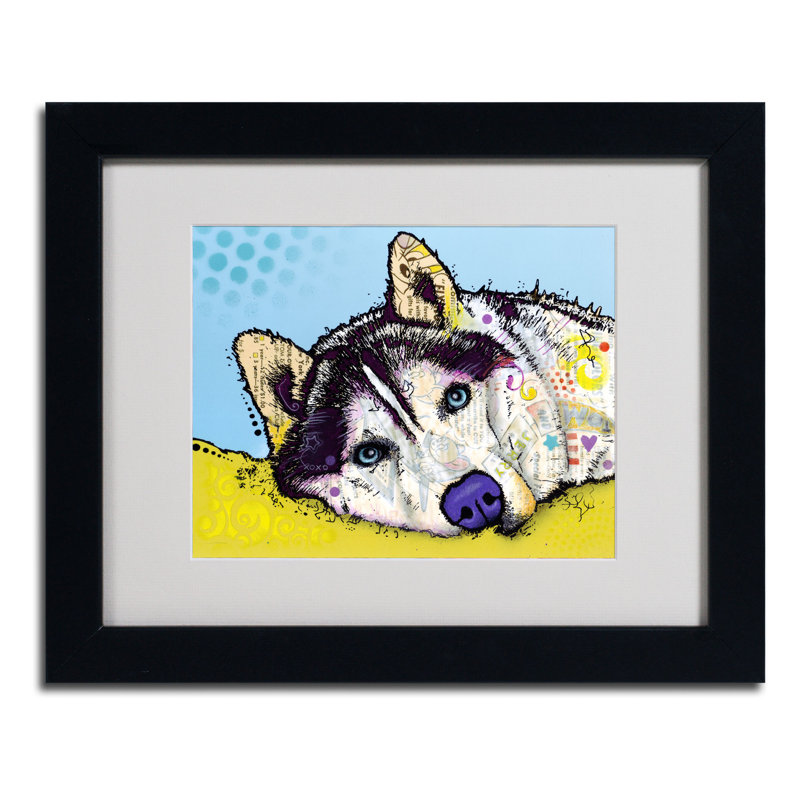 « sibérie husky ii », impression, H 11 po x l 14 po x P 0,5 po, Cadre noir, Blanc