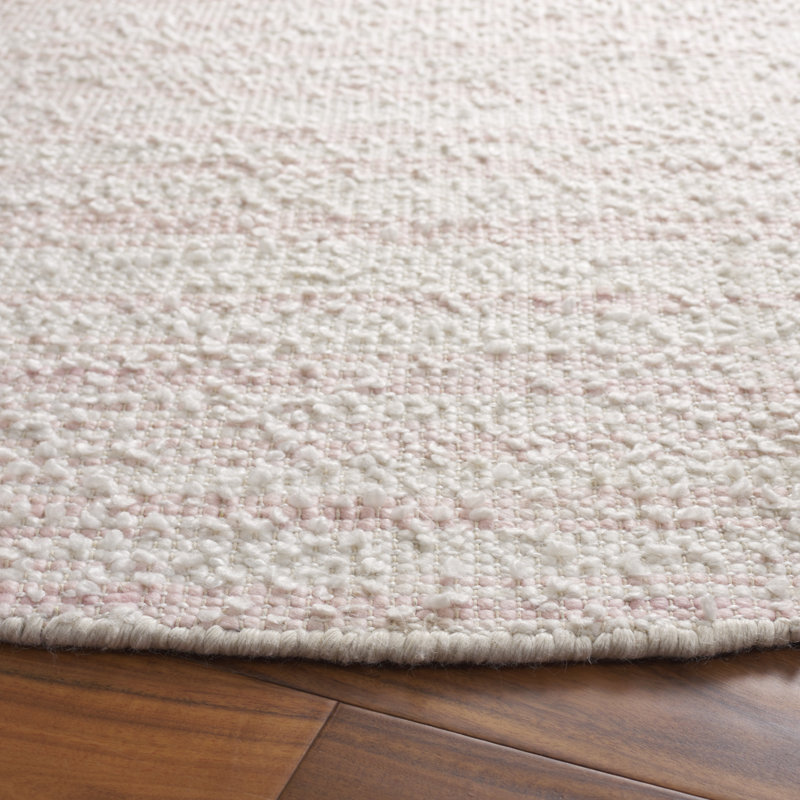 Cynda Renewal Hand Woven Pet/Cotton Rug in Pink/Ivory, Round 6'