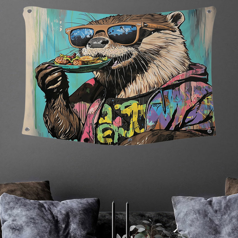 Tapisserie murale «Otter Illustration», H 68 po x l 80 po