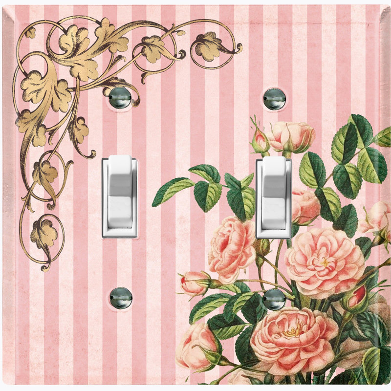 Plaque murale d'interrupteur à bascule rose à 2 feuilles