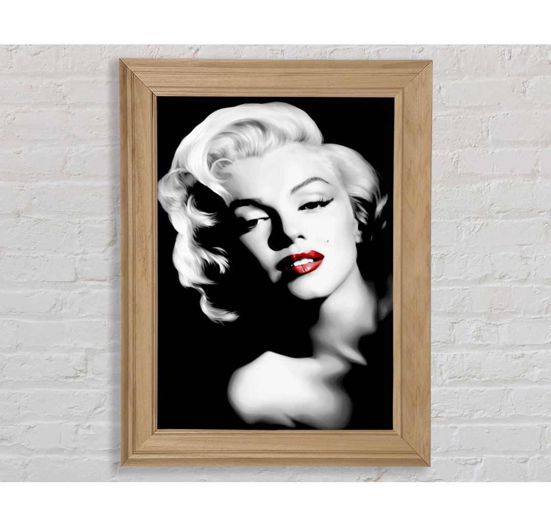 Marilyn Monroe Rote Lippen Portrait - Einzelner Bilderrahmen Kunstdrucke