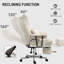 Chaise de bureau rembourrée avec support lombaire et fonction inclinable, blanc crème, pour un confort et une productivité ultimes-1328954704