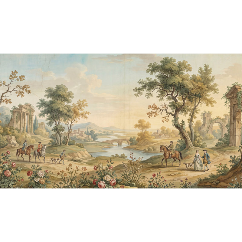 Papier peint classique pastorale paysage serein, Non-Woven Nonpasted, 140" x 108"
