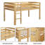Lit simple mezzanine en bois Lit mezzanine bas avec échelle, lit simple, noyer