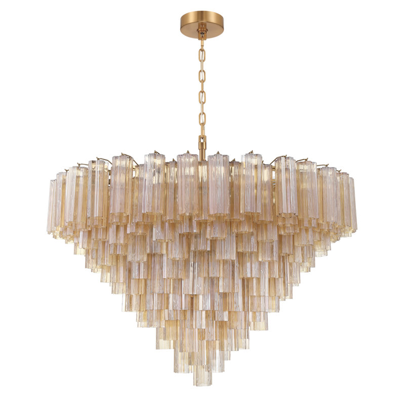 Lustre en laiton vieilli 49 po Sandbach, H 42,5 po x l 49 po x P 49 po, Beige, Doré