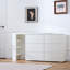 Six tiroirs, bureau amovible, trois compartiments de rangement, table multifonctionnelle blanche à six pompes