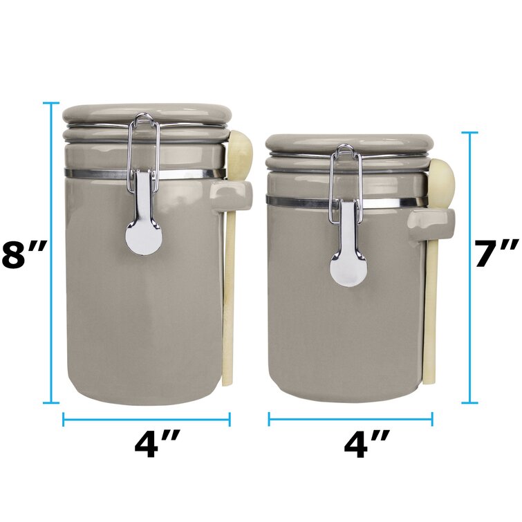 Prep & Savour 4-piece Canister Sets For Kitchen Counter - Ceramic Airtight  Food Storage Containers, Kitchen Canisters With 4 Wooden Spoons, Set Of  4-45 Oz, 40 Oz, 33 Oz, 25 Oz, Grey