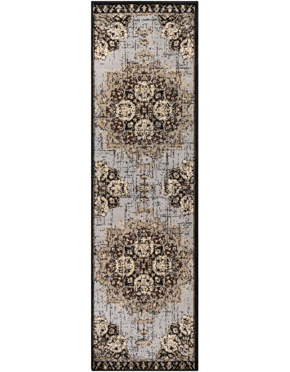 Tapis noir / beige / crème Nayan