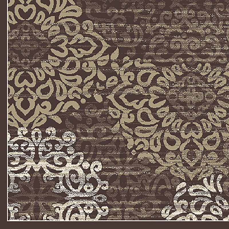 Tapis brun / ivoire Pisa, Tapis de couloir 2 pi 2 po x 7 pi 7 po