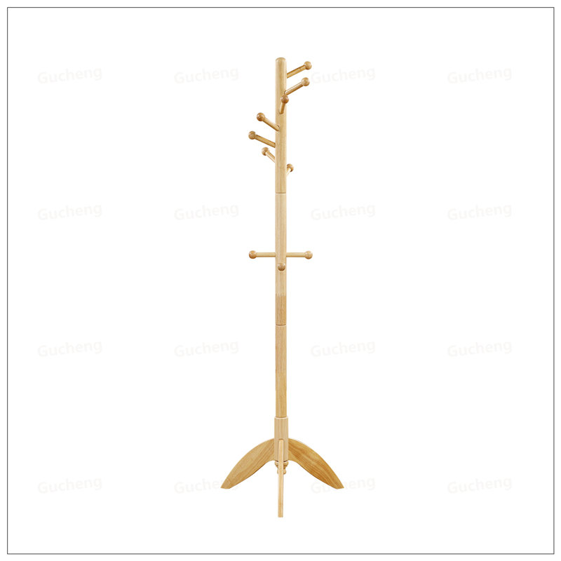 Natural Finish Solid Wood Coat Rack With 11 Hooks, Perfect For Entryway And Home Organization, Natural