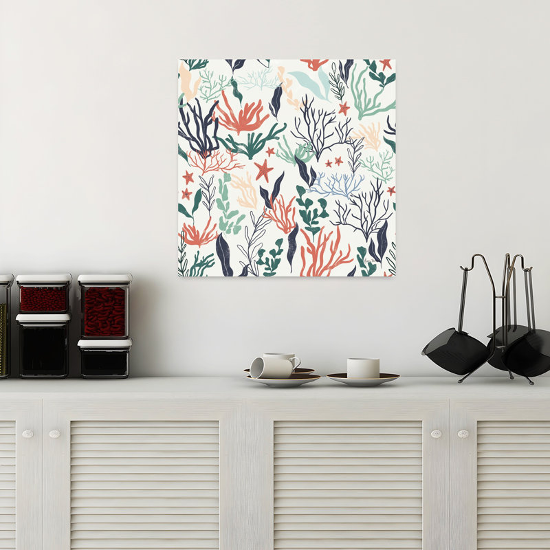 Motif de récif côtier, étoile de mer, art côtier, H 18 po x l 18 po