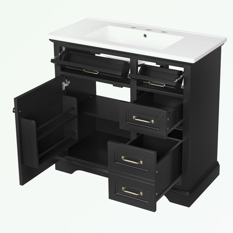 Meuble-lavabo 36 po avec lavabo, Noir