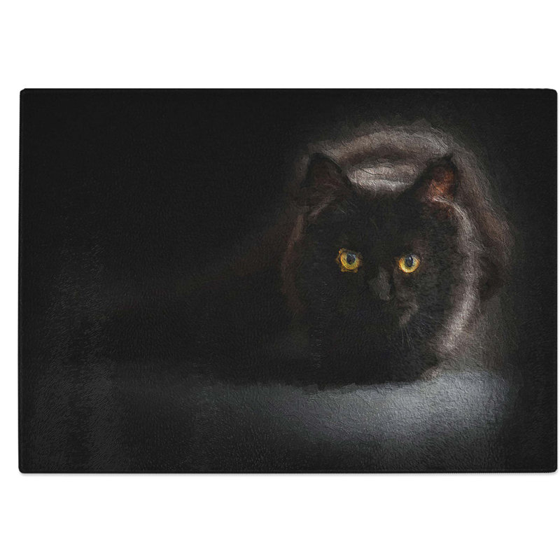 Tempered Glass Cat with Eyes Chopping Board, 28.5 cm W x 20 cm L