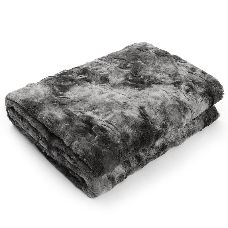 Jeté en fausse fourrure Faux Fur Throw Blanket, l 63 po x L 78 po, Gris foncé