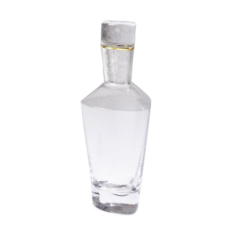 Hammered Decanter-Clear w/Gold Rim