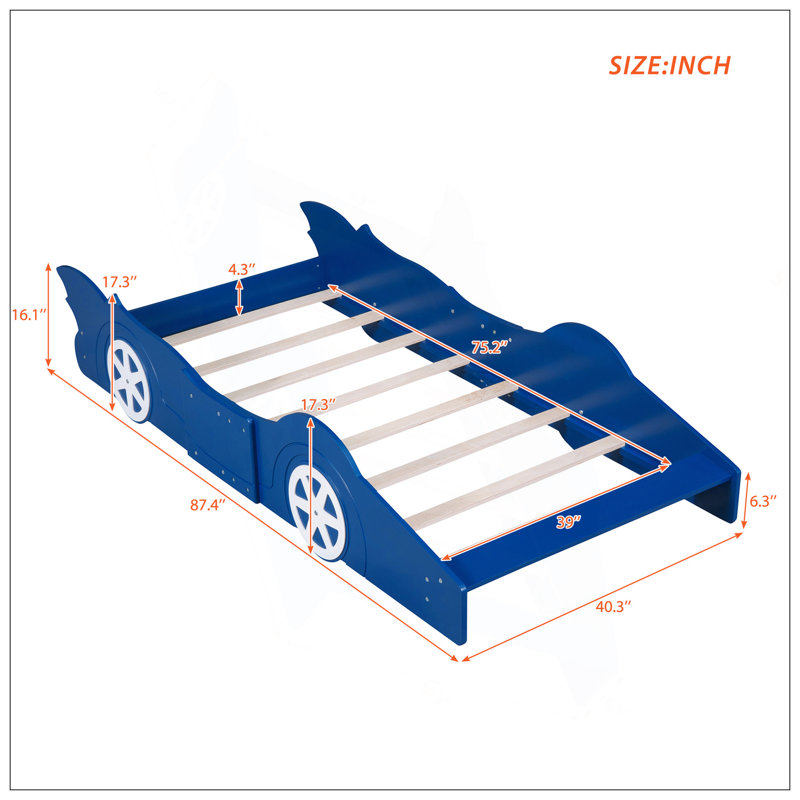 Lit plateforme avec roulettes Race, Lit simple, clair
