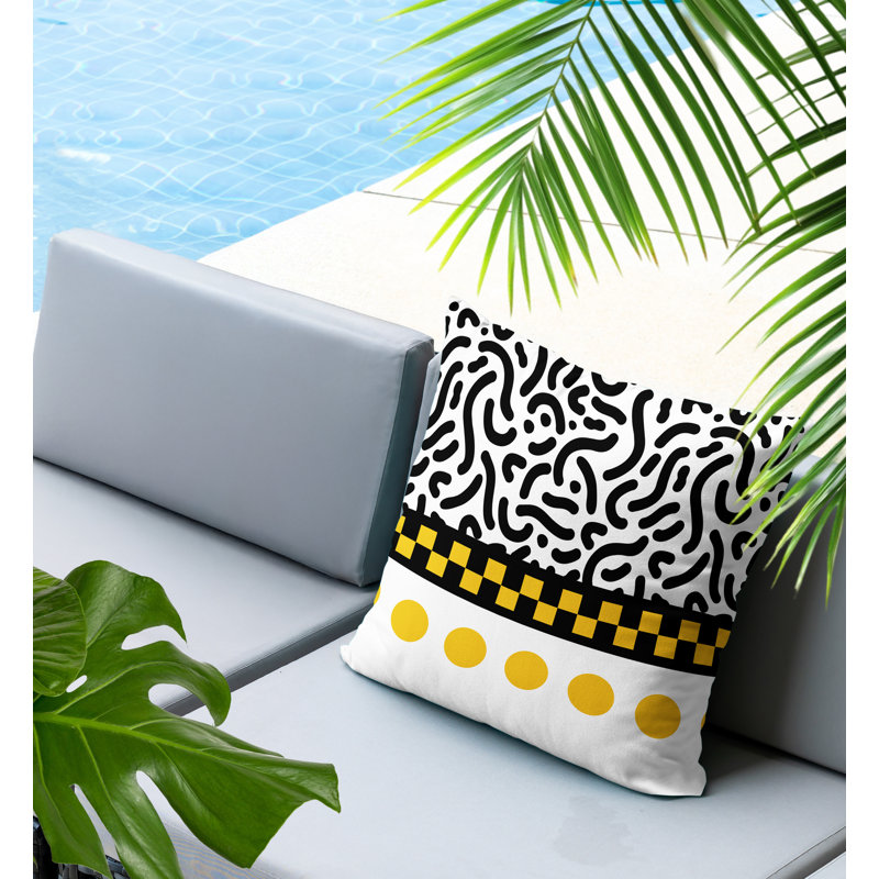 Oreiller carré réversible intérieur / extérieur Kixie, Carré 18 po, Jaune