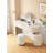 Jahnea Vanity-Elegant Set: Saddle Leather-Finished Slate Top Vanity Table & Stool, Stainless Steel Support, Reversible Installation, and Dimmable LED Mirror-949619657
