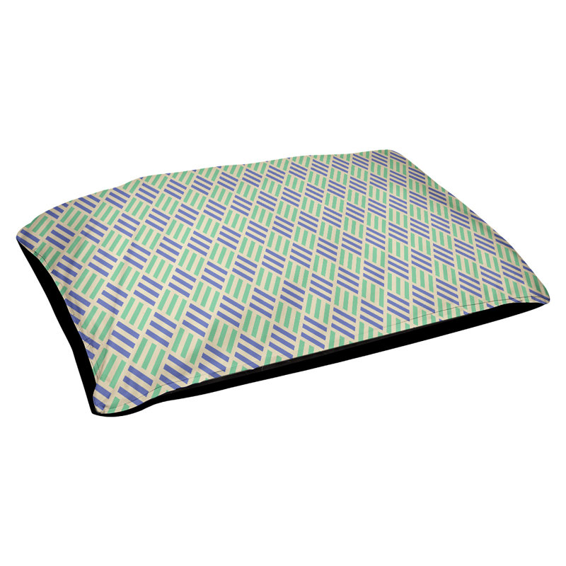Coussin pour chien à rayures losanges Byrge, Moyen (L 29,5 po x P19,5 po x H 9,5 po), Vert / Bleu