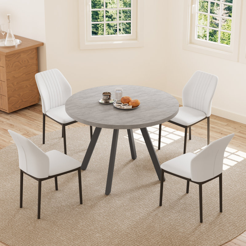 Siefert 35.4'' Round Dining Table Set, Kitchen Dining Table and 4 Dining Chairs, Gold, 5 Pieces: Table, 4 Chairs