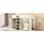 Lit mezzanine double en bois avec garde-robe intégrée, bureau, tablettes de rangement et tiroirs, beige-591687412
