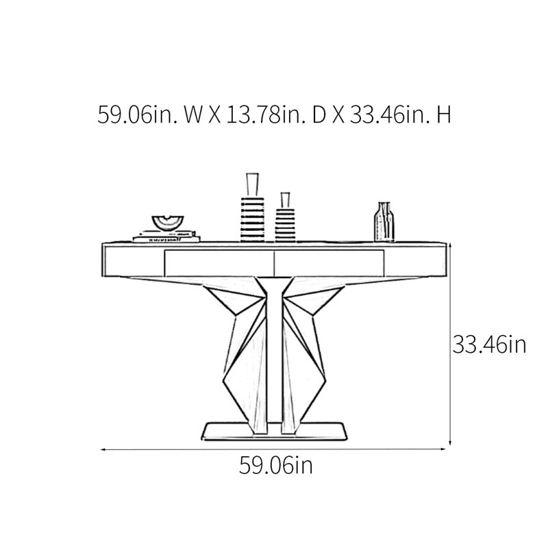 Console Modern Minimalist Luxury Art, Or rose, H 33,46 po x l 59,06 po x P 13,78 po