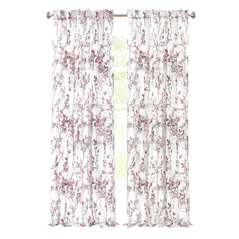 Molineux Other Semi Sheer Curtain Single Panel, 52" W x 84" L, Blush