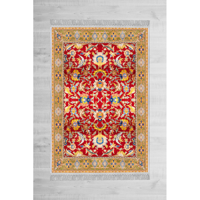 Tapis luxueux en velours (4,6 x 7,2 pi), tissu antibactérien à 100%, envers en coton antidérapant, hauteur des poils: 0,4 po | Lavable à la machine, impression numérique 3D | Parfait pour le décor du salon et de la chambre à coucher, doux et durable
