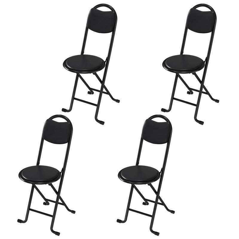 Tabouret pliant 4 pièces avec dossier, tabouret pliant rembourré et rembourré, chaises pliantes portatives pour l'extérieur