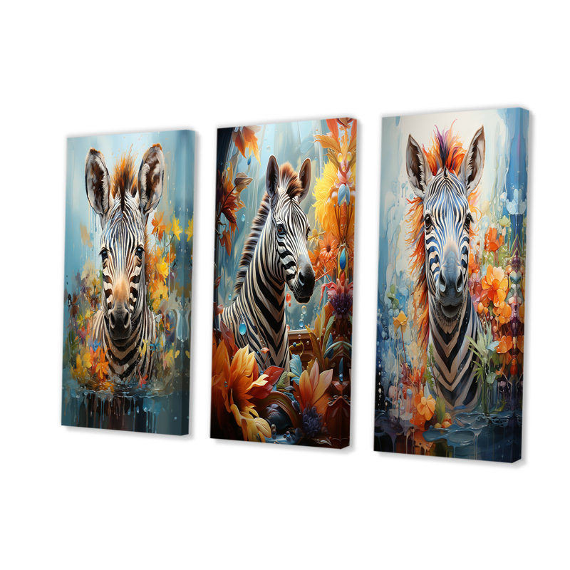 Zebra Splash Flora Zone, H 28 po x l 36 po, Toile tendue