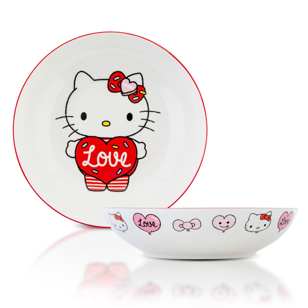 Hello Kitty "Love" 9-Inch Ceramic Coupe Dinner Bowl Silver Buffalo
