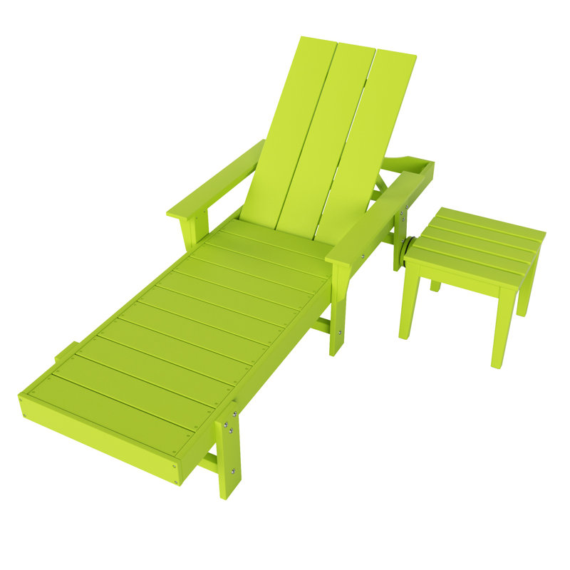 Joubert Outdoor Chaise Lounge Set with Table, Lime