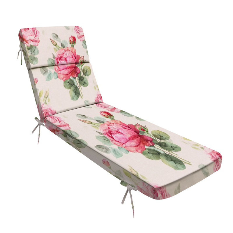  Outdoor Indoor 3'' Lounge Patio Cushion Watercolor roses summer garden flowers pink flowers pink roses English Water-Resistant Chaise Lounge Cushion for Chair Patio Furniture Seat Cushion