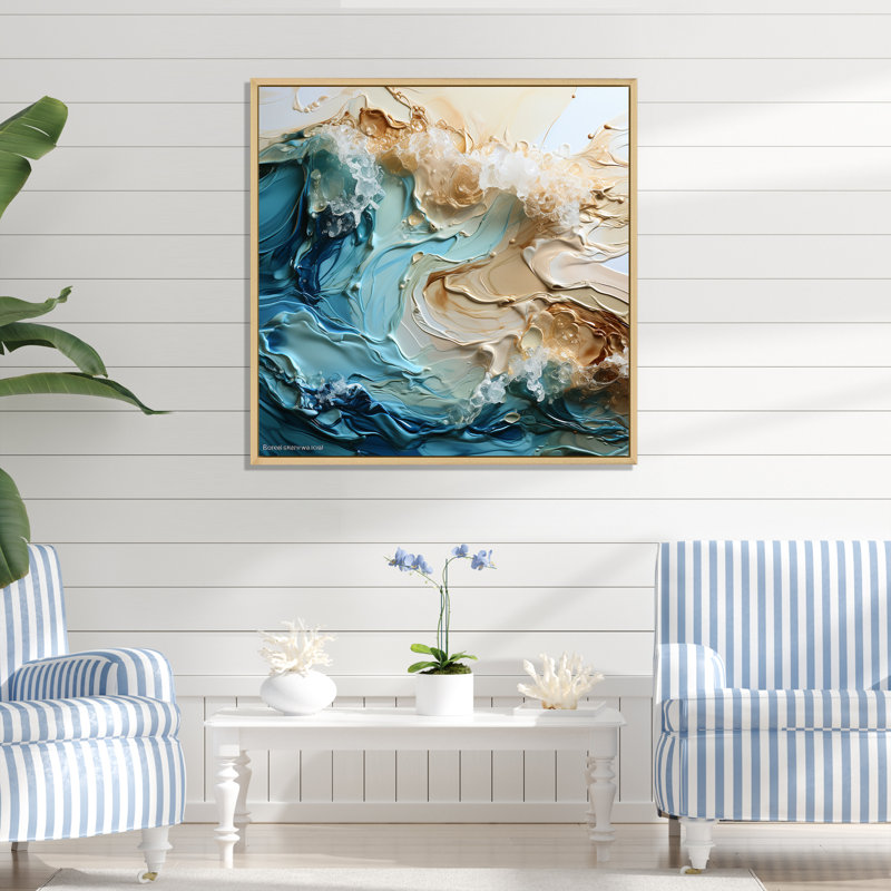 Ocean Ocean, vague liquide, art III, Cadre naturel flottant, H 30 po x l 30 po x P 1 po