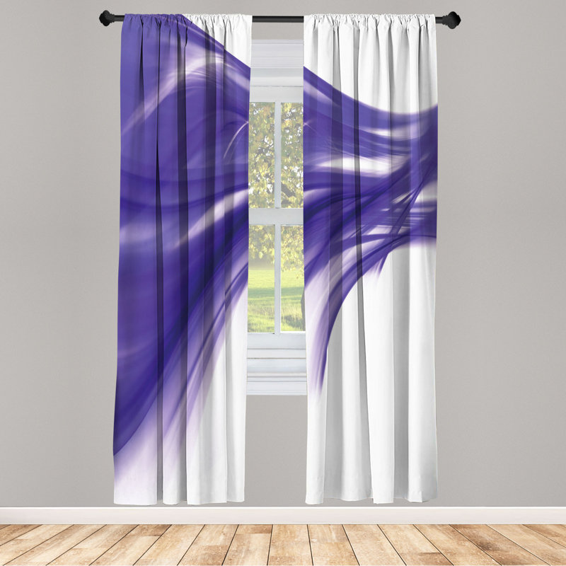 Microfiber Floral Semi-Sheer Rod Pocket Curtain Panels, 28" W x 95" L, Purple
