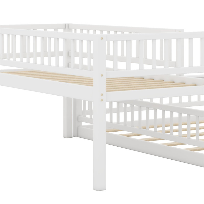 Bunk Bed With Ladder And Guardrails, White