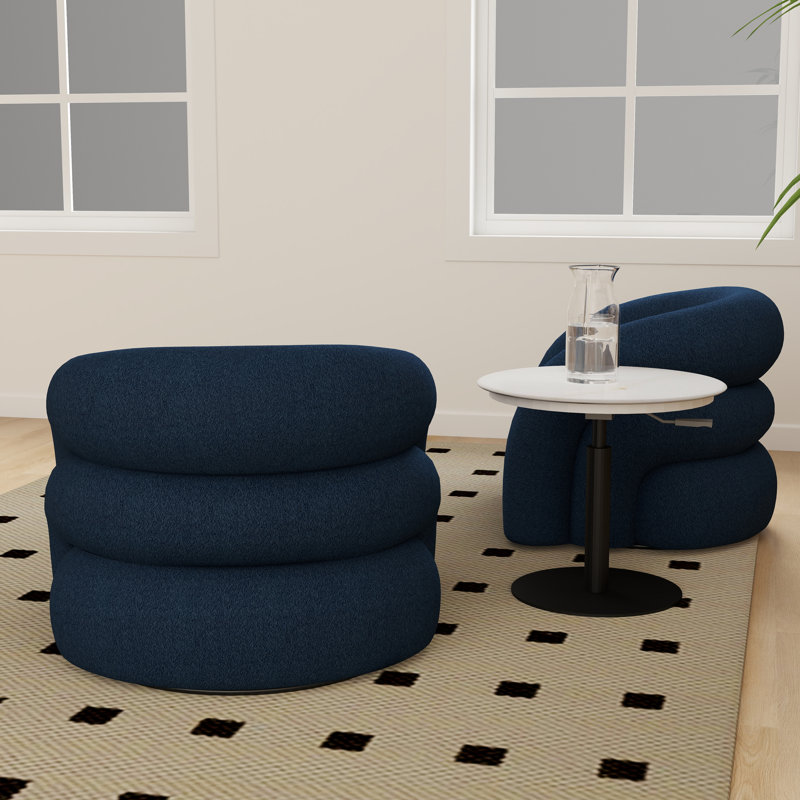 Fauteuil demi-tonneau rembourré et pivotant, Bleu marine