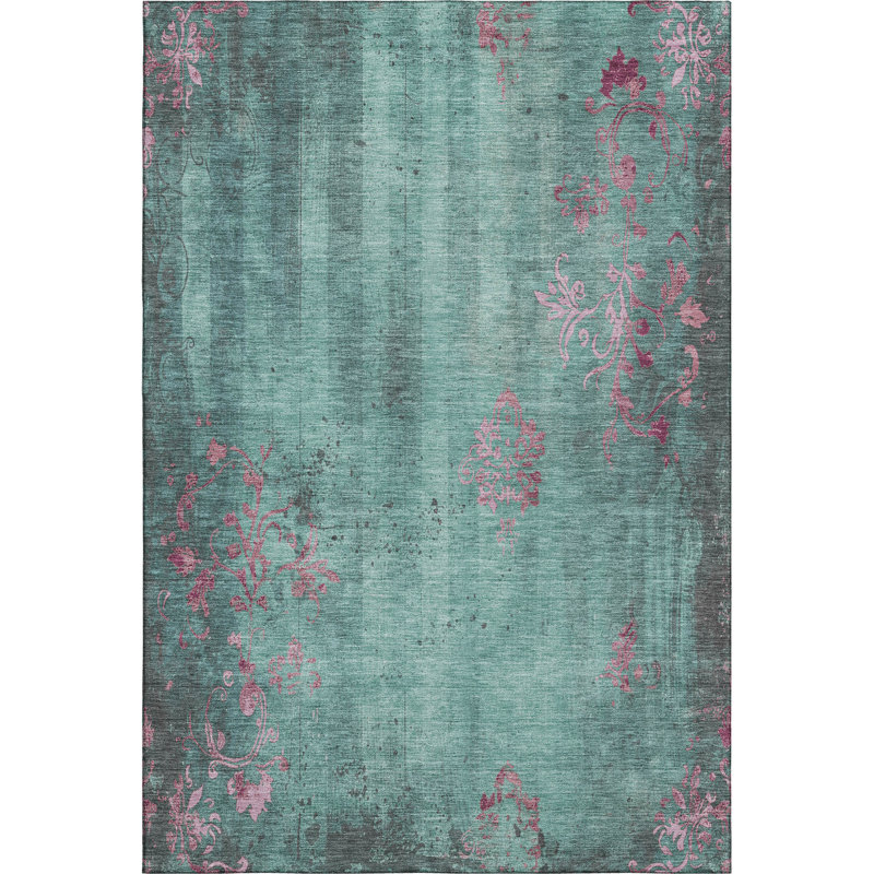 Premium Machine Washable Jacquez AMF1788 Floral Rug, Rectangle 5' x 7'6"