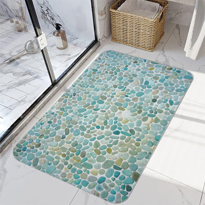 La salle de bain utilise des tapis de bain absorbants et antidérapants, des tapis de cuisine, des petits tapis 3D en pierre artistique (24 x 16 pouces) et des tapis de sol en éponge à mémoire de forme en flanelle pour les salons de chevet.