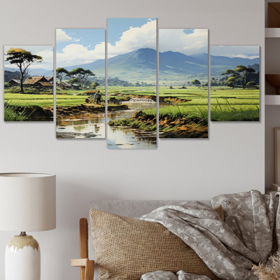 Vietnam Golden Rice Fields - Vietnam Wall Art Print - 5 Panels